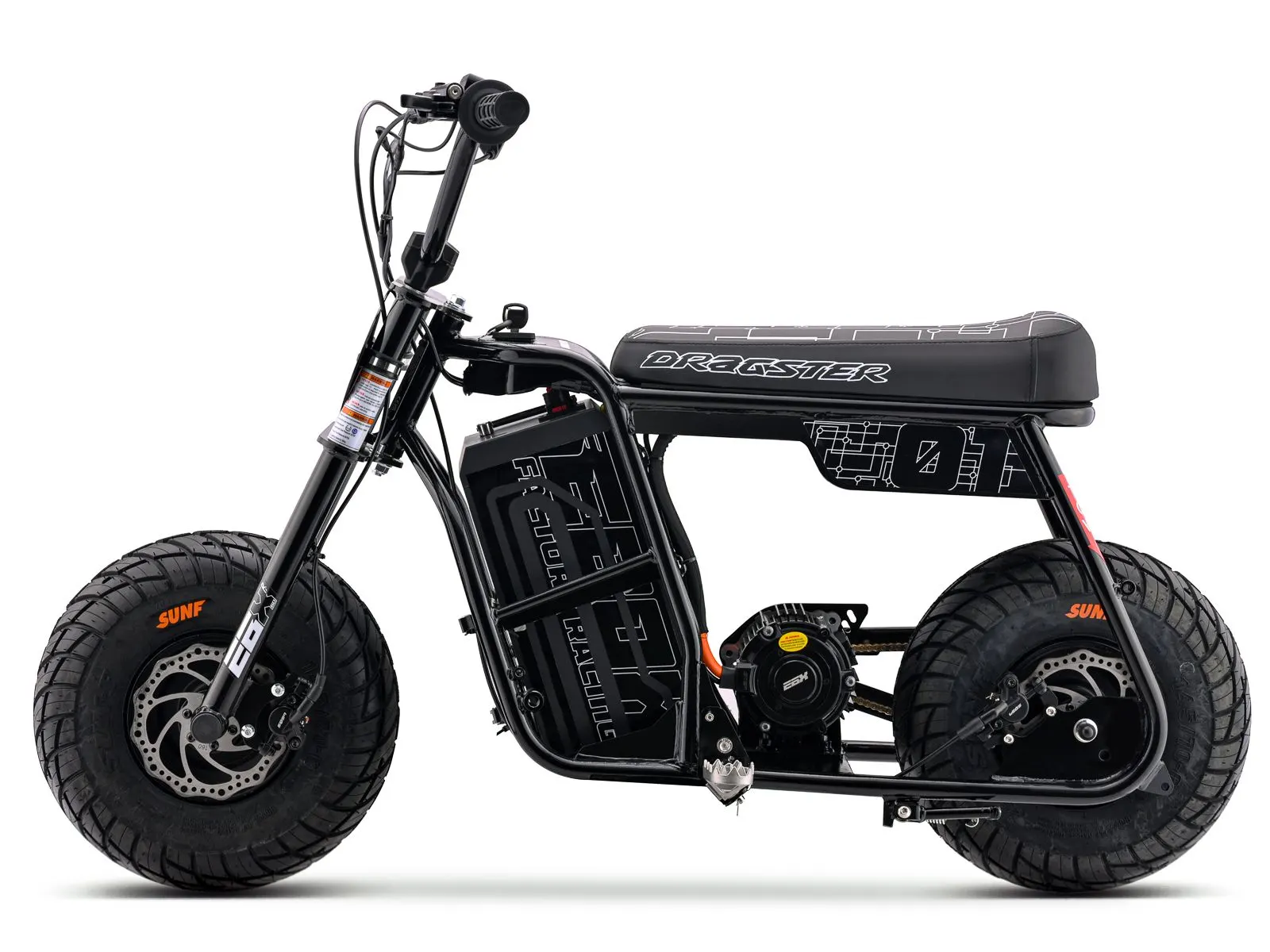 Black EBOX Dragster 60R compact electric mini bike