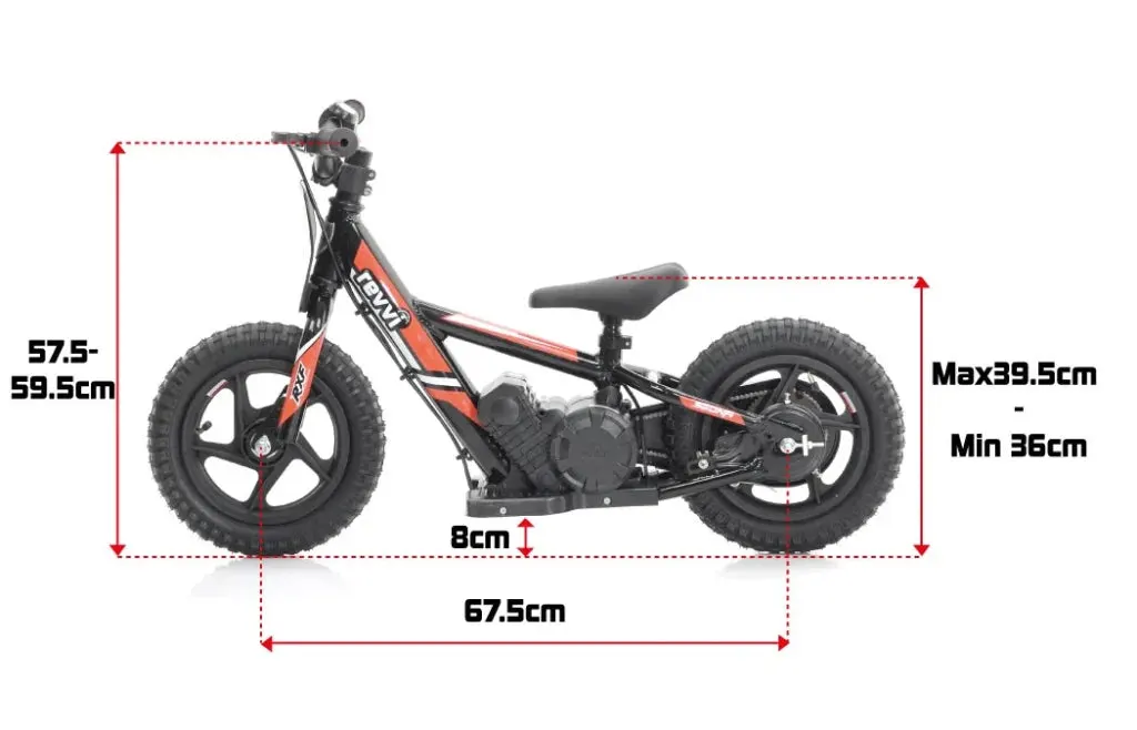Dimensions of the Revvi 12" Electric Bike & Spare Upgraded Battery Bundle