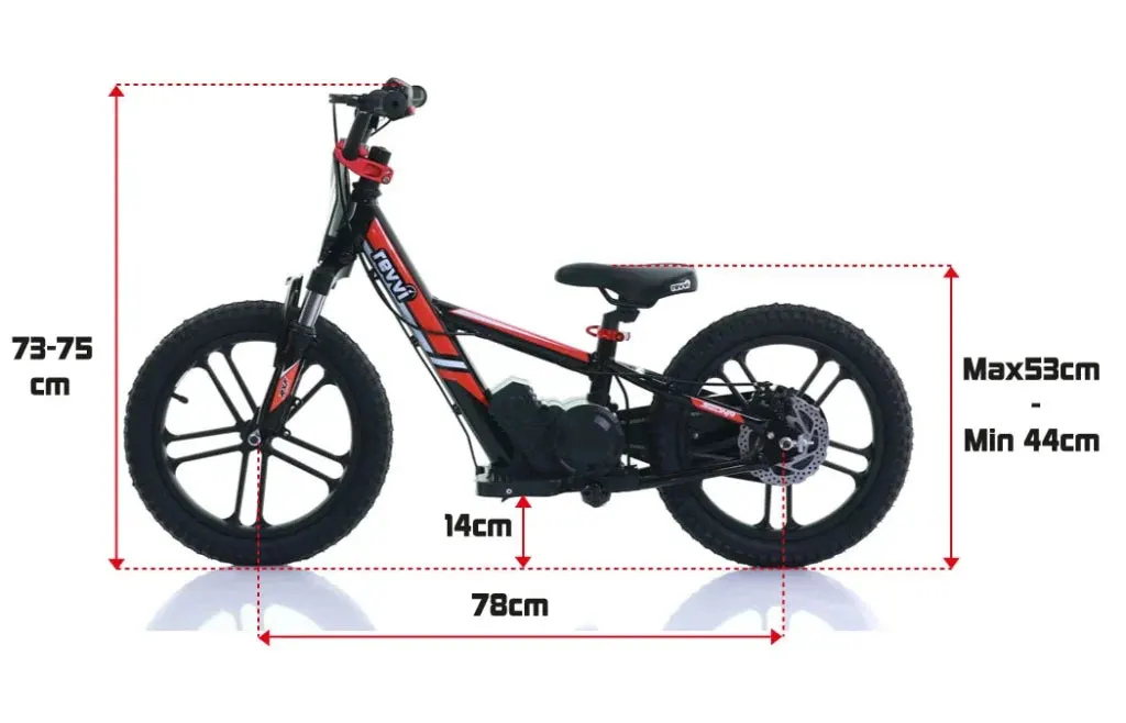 Dimensions of the Revvi 16" Plus Electric Bike & Spare Upgraded Battery Bundle
