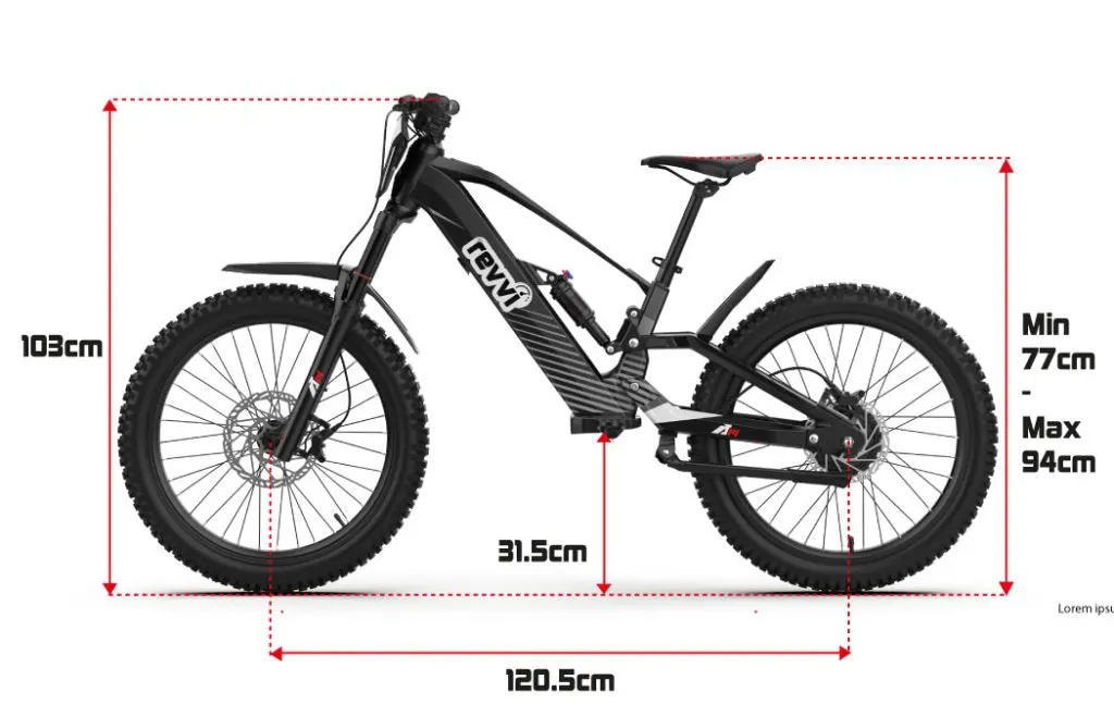 Dimensions of the Revvi 24" Electric Bike