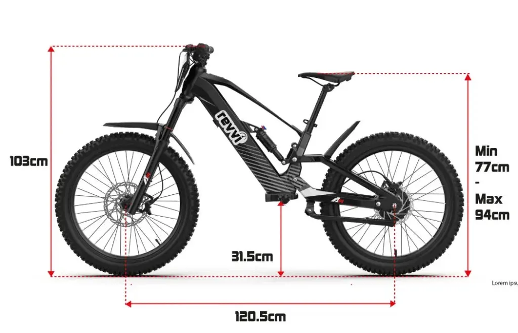 Revvi 24 electric bike dimensions and rider size guide