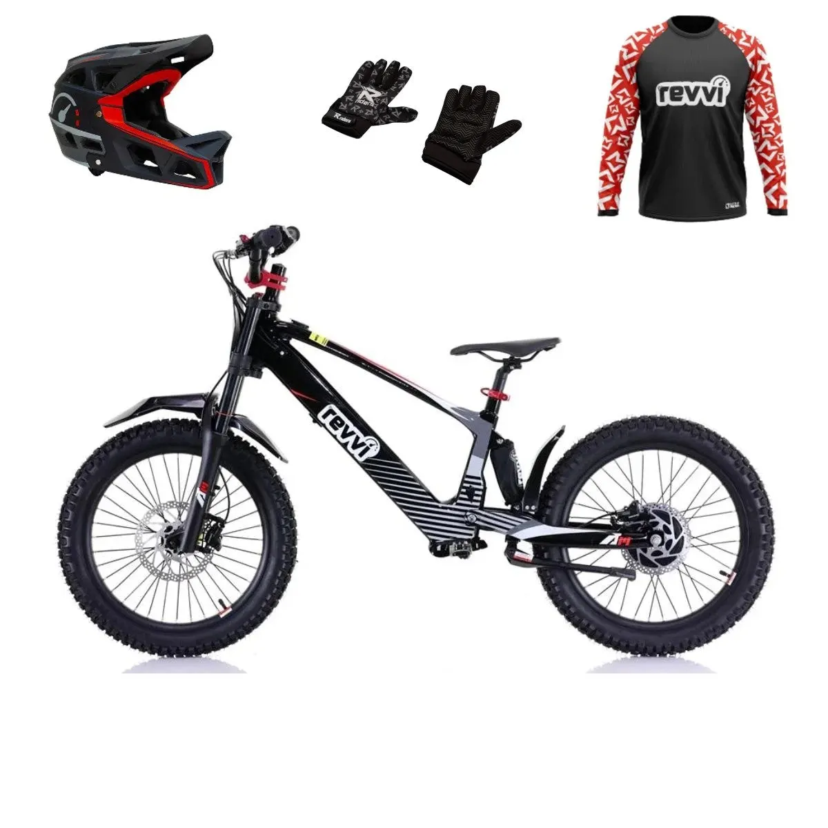 Revvi 20 Electric Bike + Riding Gear Bundle - Black